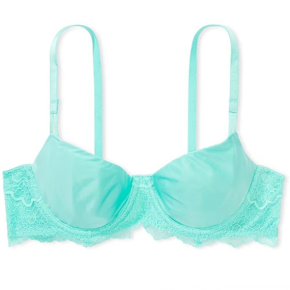 34DDD Victoria Secret Dream Angels Unlined Push Up w/o Padding Bra Aqua Blue